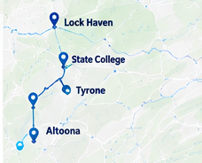 Central Pennsylvania service-area map